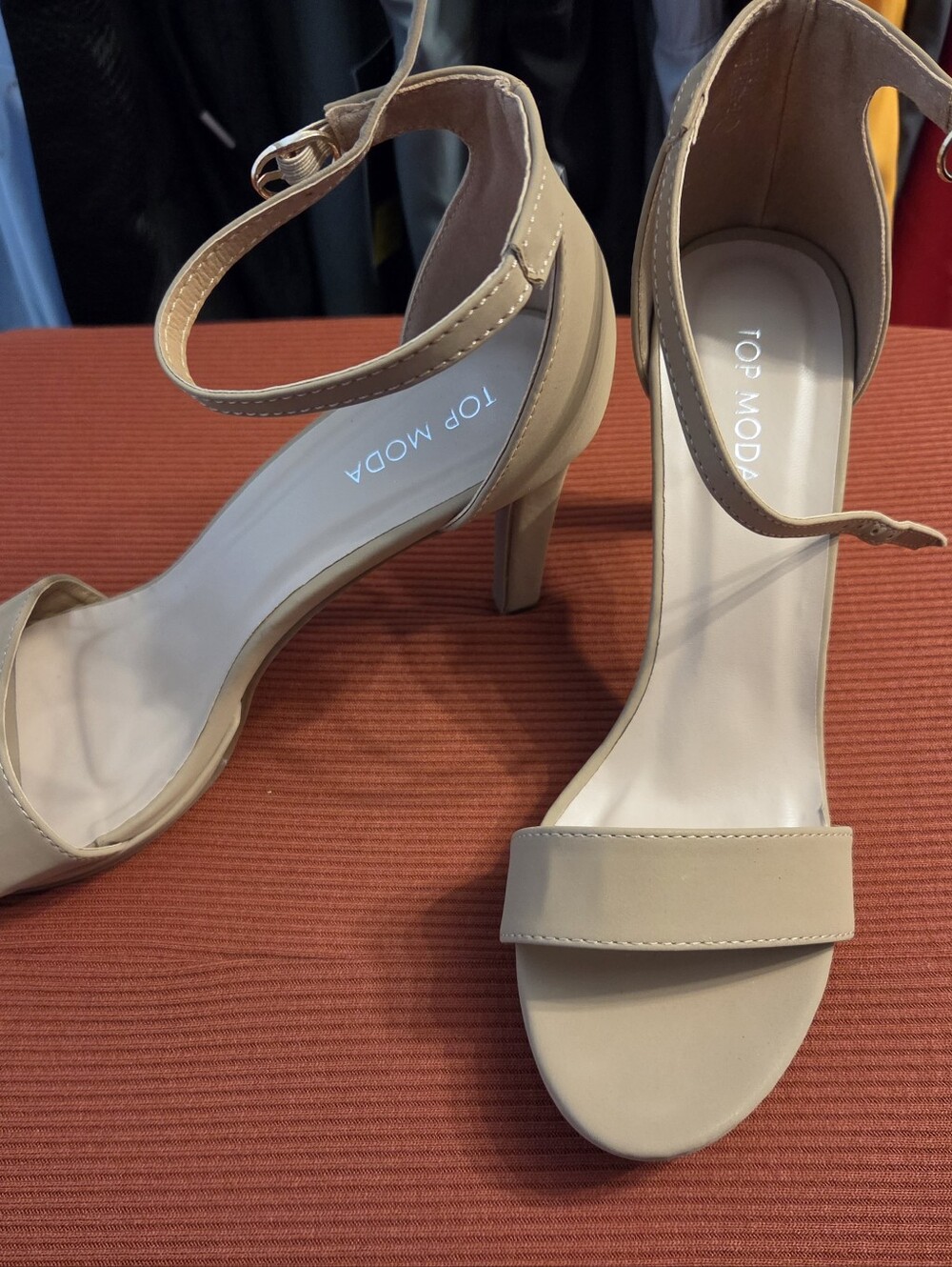 TOP Moda Beige Ankle-Strap Mid-Heels